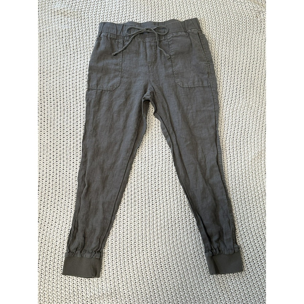 Caslon Womens Size‎ XS Olive Green 100% Linen Drawstring Jogger Pants Summer